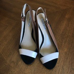 Charles David Leather/Suede Slings Black/Brown/Cream -  Size 8.5